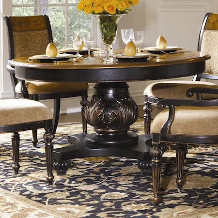 Round Pedestal Dining Table with One 20" Leaf